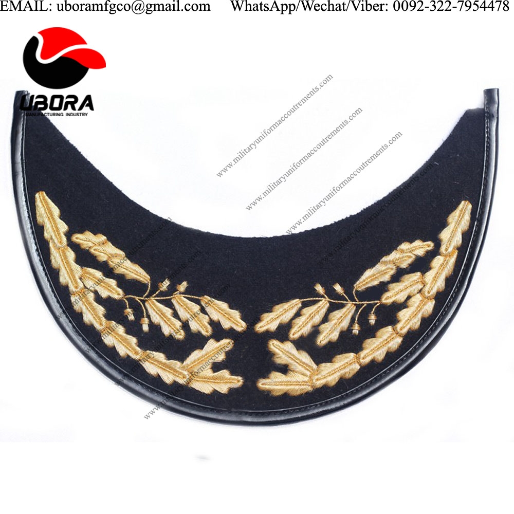 Gold embroidered army cap peak